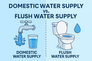 Domestic Water Supply vs Flush Water Supply plumbing comparison illustration