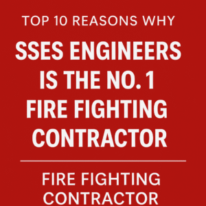Top 10 Reasons Why SSES Engineers is the No. 1 Fire Fighting Contractor for Businesses 2 Promotional graphic showing SSES Engineers as the No. 1 fire fighting contractor, highlighting top 10 reasons for businesses to choose them